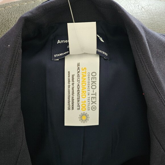 American Airlines Lands End Womens Blazer Size 6 Polyester Wool Blend Dark Navy - Picture 4 of 7